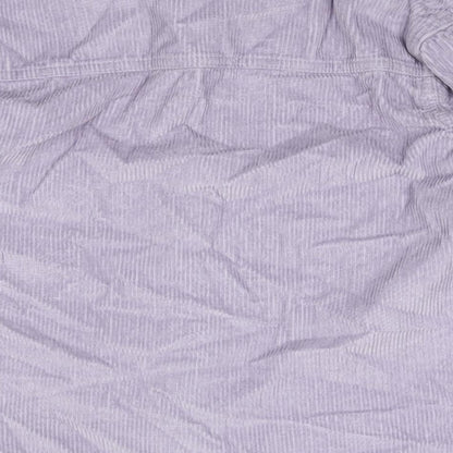 Brand and care label for Tu girls’ purple jacket, size 8, years button