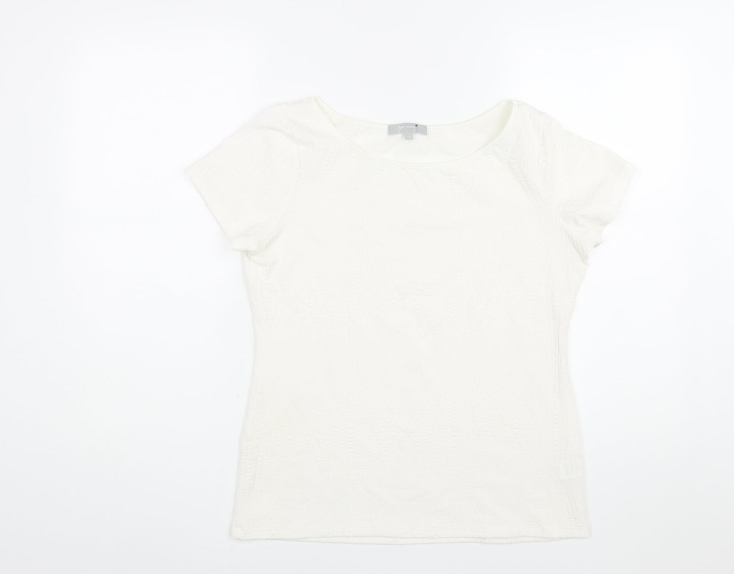 Per Una Womens White Polyester Basic Blouse Size 12 Round Neck