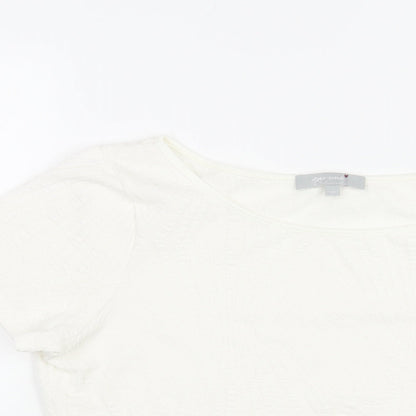 Per Una Womens White Polyester Basic Blouse Size 12 Round Neck