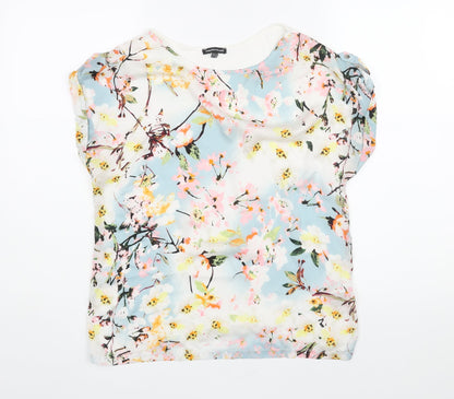 Warehouse Womens Multicoloured Polyester Basic Blouse Size 12 Round Neck - Floral Print