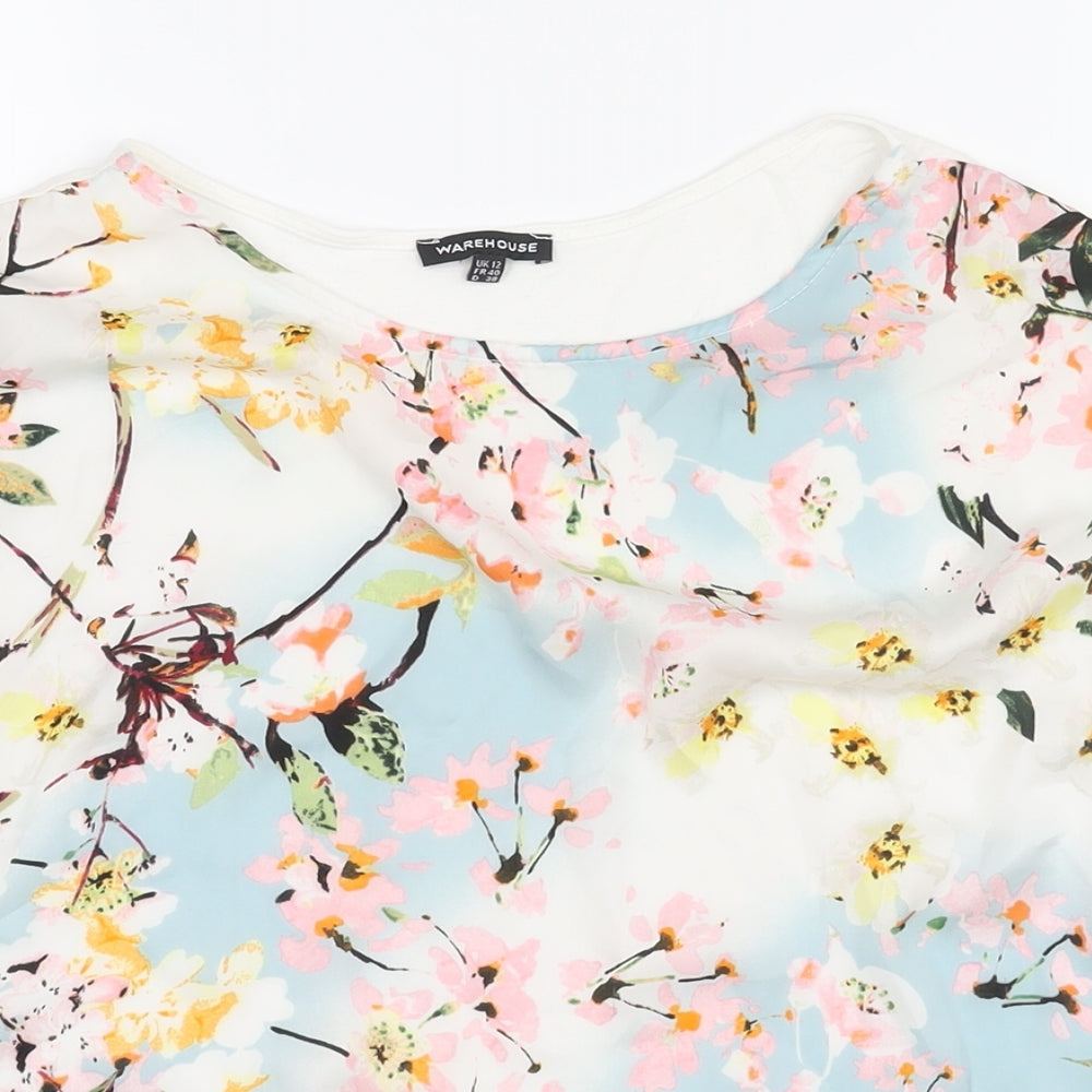 Warehouse Womens Multicoloured Polyester Basic Blouse Size 12 Round Neck - Floral Print