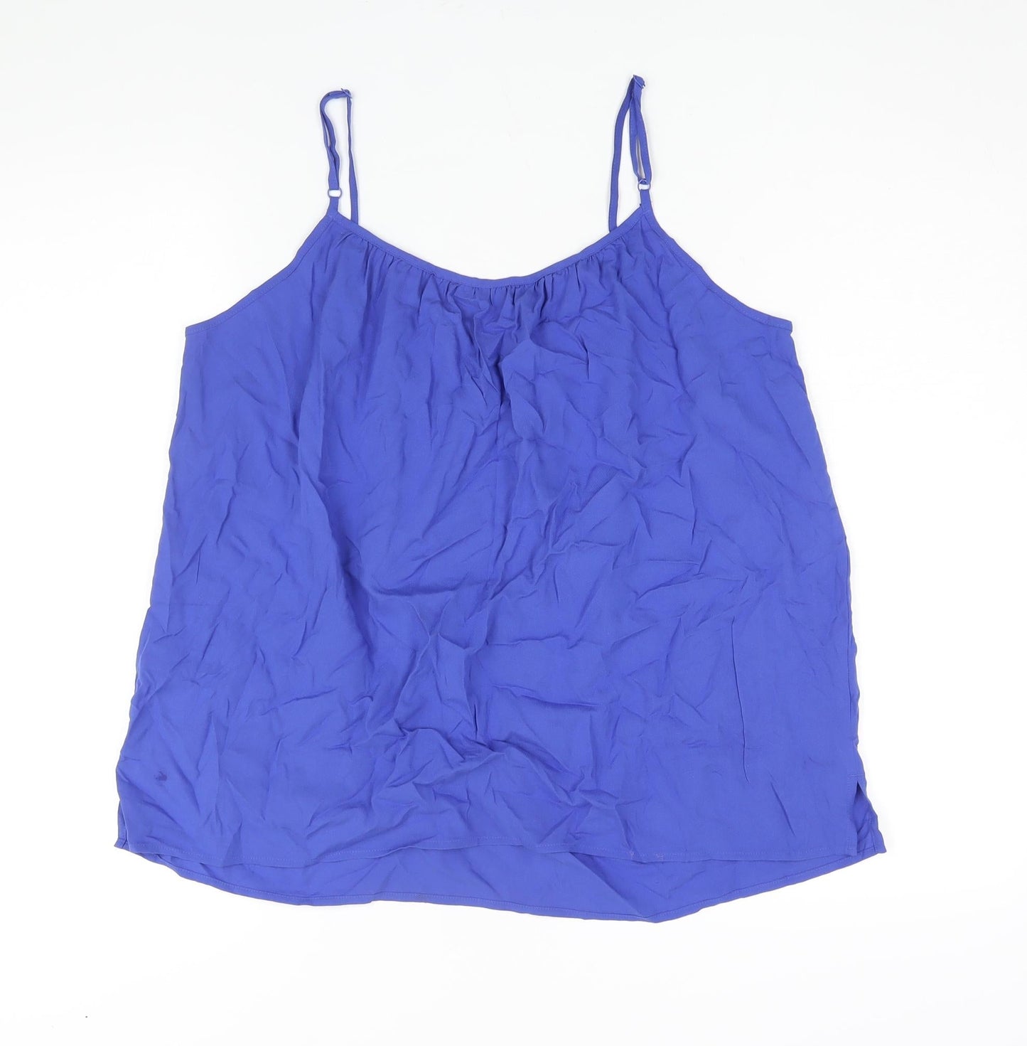 Marks and Spencer Womens Blue Viscose Basic Blouse Size 14 Scoop Neck