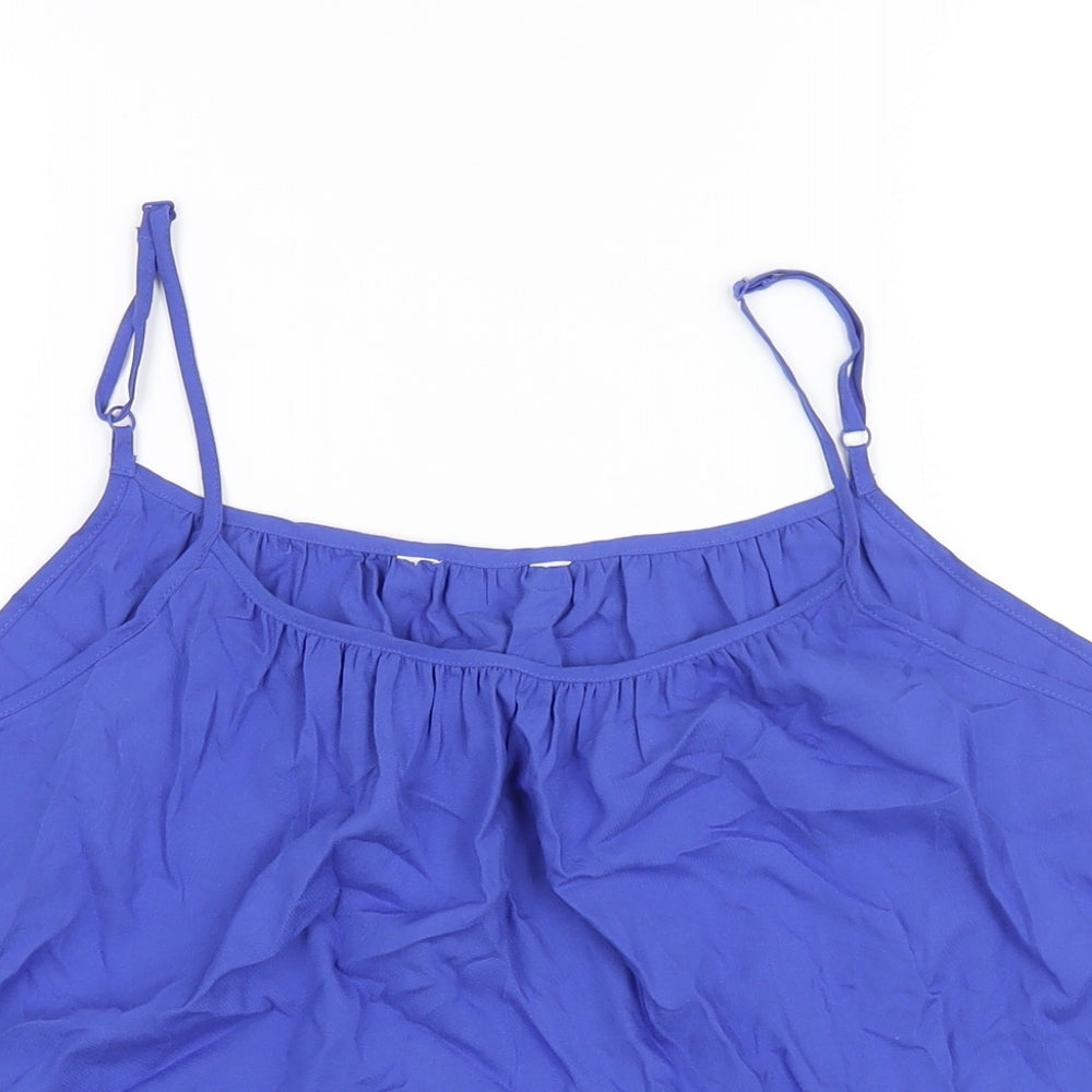 Marks and Spencer Womens Blue Viscose Basic Blouse Size 14 Scoop Neck