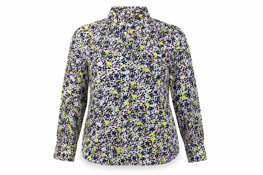 Marks and Spencer Womens Multicoloured Geometric Polyester Basic Button-Up Size 16 Collared