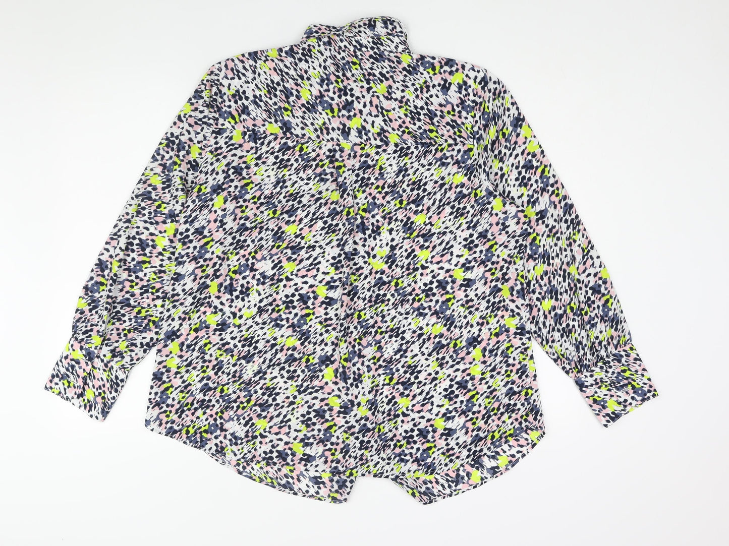 Marks and Spencer Womens Multicoloured Geometric Polyester Basic Button-Up Size 16 Collared