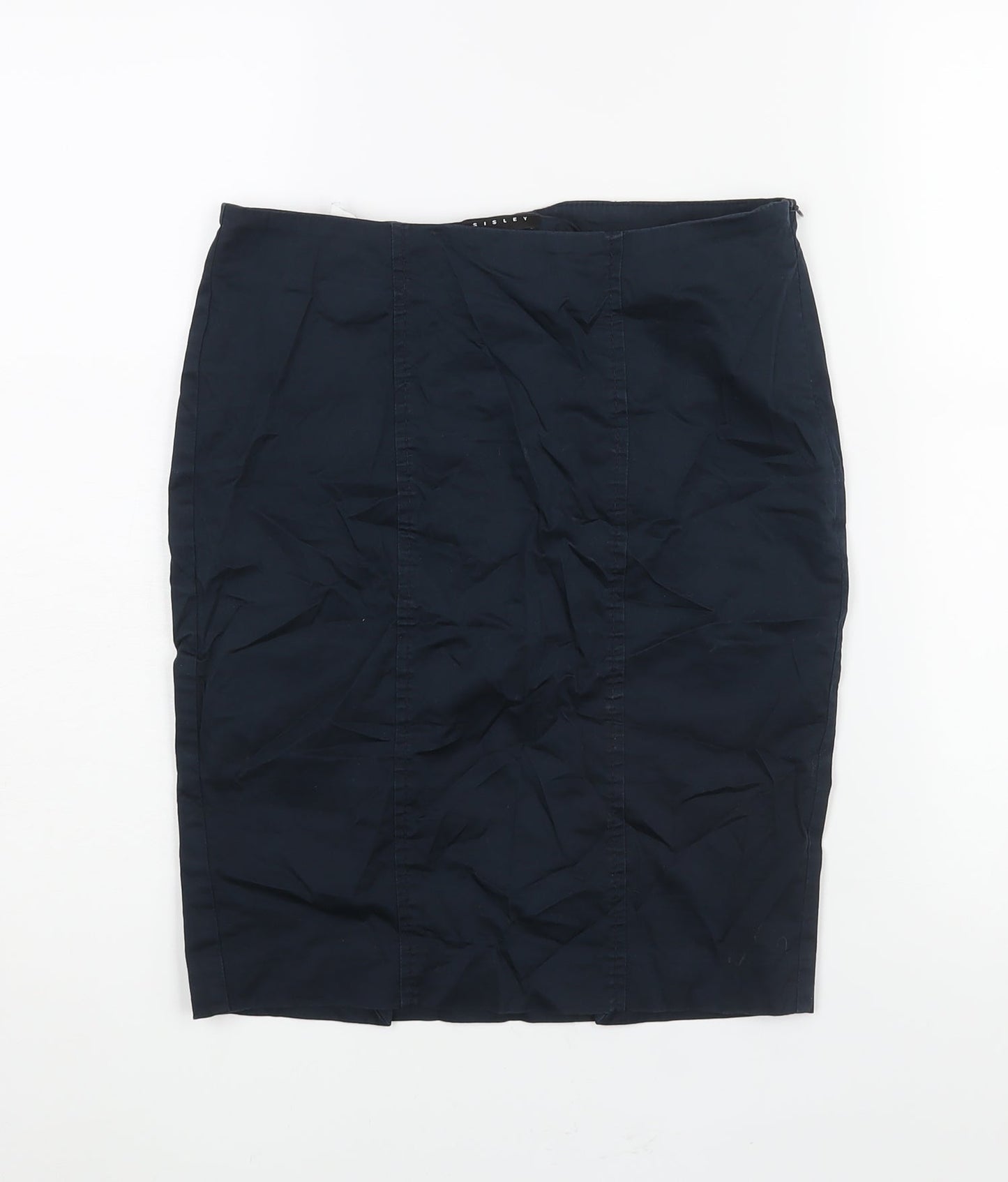 Sisley Womens Blue Cotton Straight & Pencil Skirt Size 10 Zip - Vented