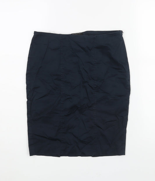 Sisley Womens Blue Cotton Straight & Pencil Skirt Size 10 Zip - Vented