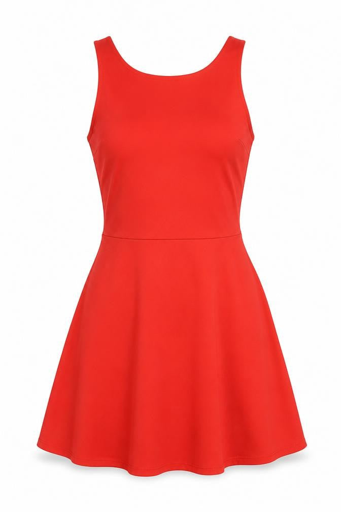 Divided by H&M Womens Red Polyester Skater Dress Size 6 Boat Neck Pullover