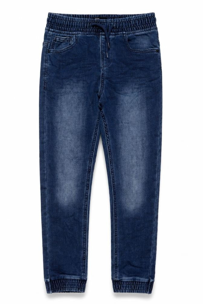 Matalan Boys Blue Cotton Tapered Jeans Size 9 Months L22 in Regular Drawstring