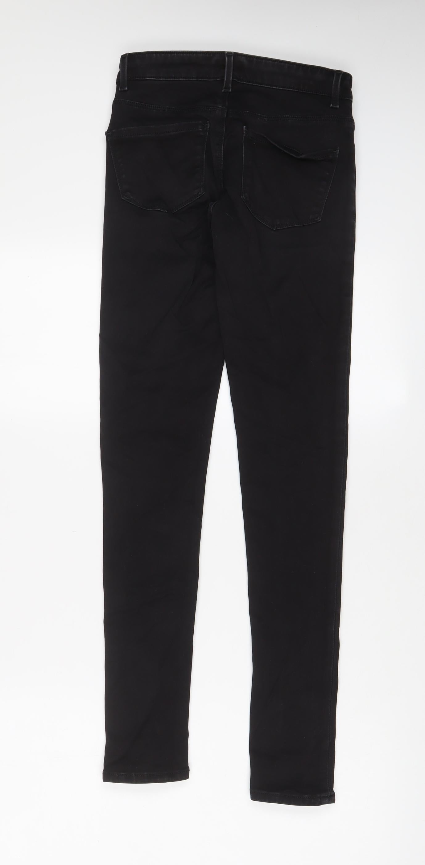 Warehouse Womens Black Cotton Skinny Jeans Size 8 L28 in Regular Zip