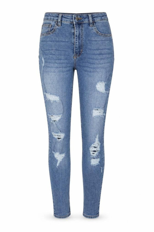 H&M Womens Blue Cotton Skinny Jeans Size 12 L29 in Regular Zip