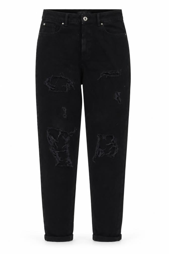Denim & Co. Womens Black Cotton Straight Jeans Size 12 L28 in Regular Zip