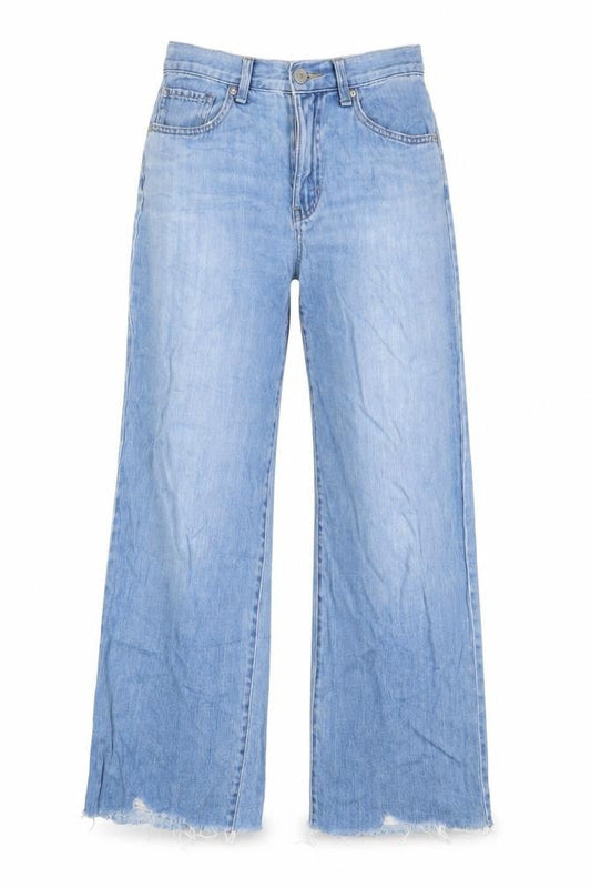 Uniqlo Womens Blue Cotton Wide-Leg Jeans Size 23 in L25 in Regular Zip