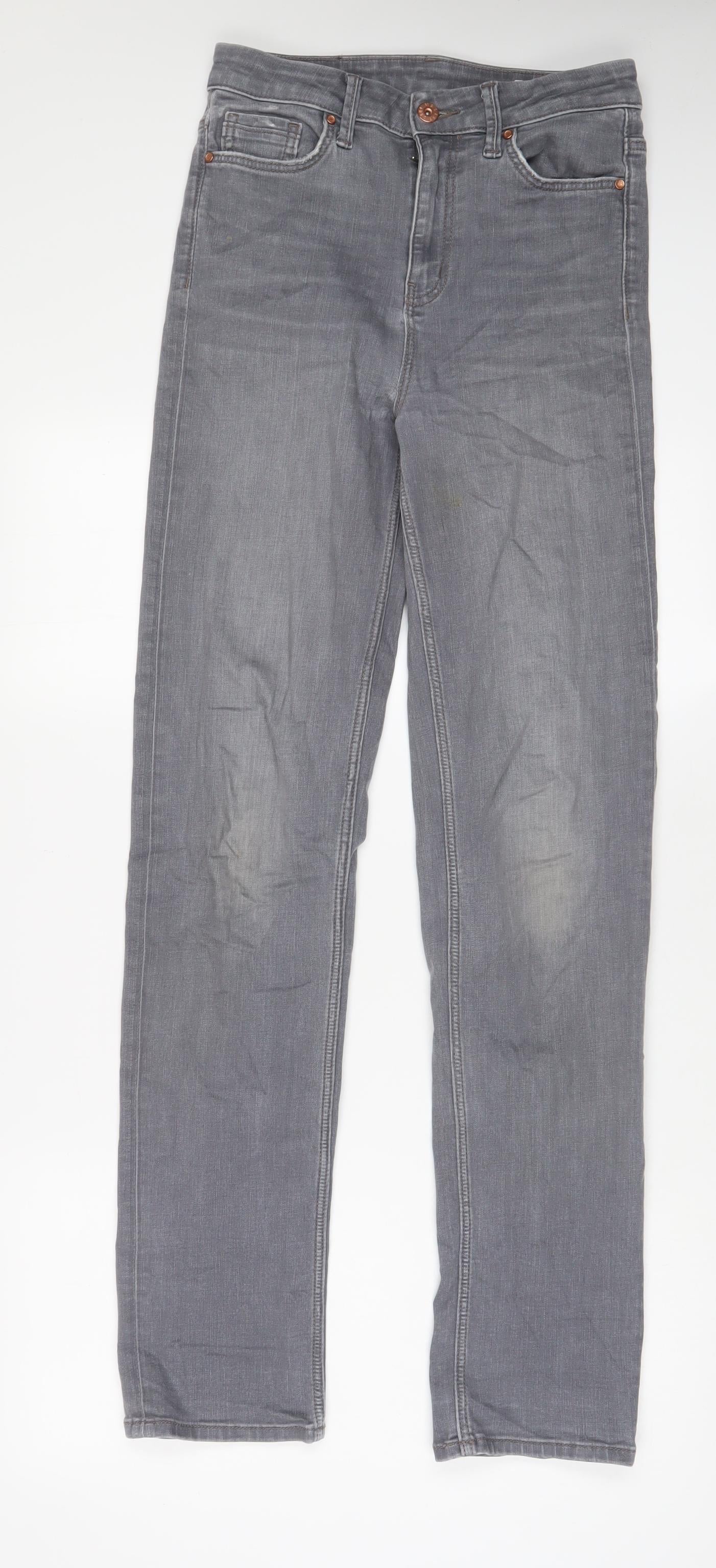 Marks and Spencer Womens Grey Cotton Skinny Jeans Size 8 L33 in Regular Zip