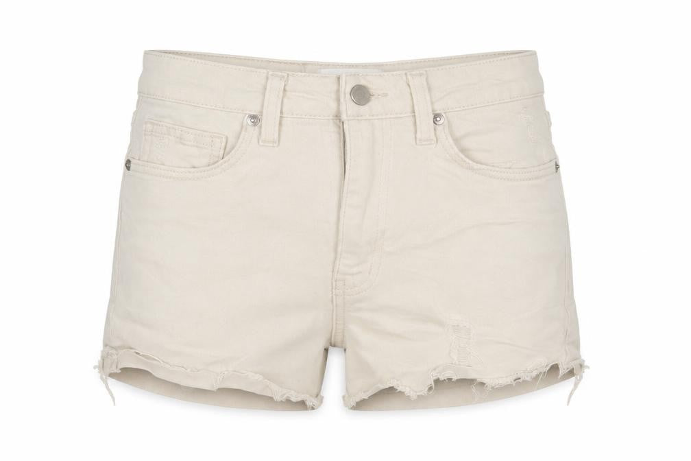H&M Womens Beige Cotton Basic Shorts Size 8 Regular Zip - Distressed
