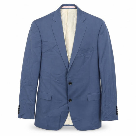 Front view of French Connection men’s blue wool jacket suit jacket, size 38, regular - inside pockets