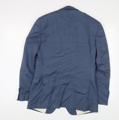 Back view of French Connection men’s blue wool jacket suit jacket, size 38, regular - inside pockets