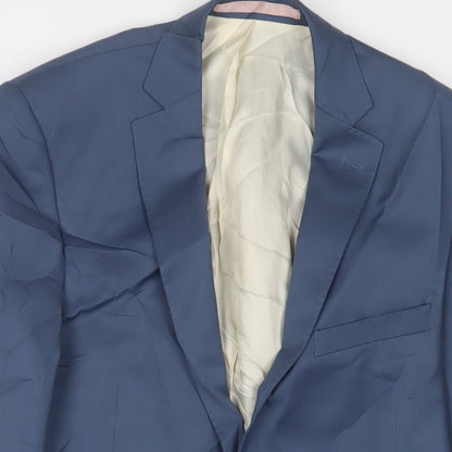Close-up detail of French Connection men’s blue wool jacket suit jacket, size 38, regular - inside pockets