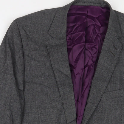 Close-up detail of Autograph men’s grey wool jacket suit jacket, size 42, regular