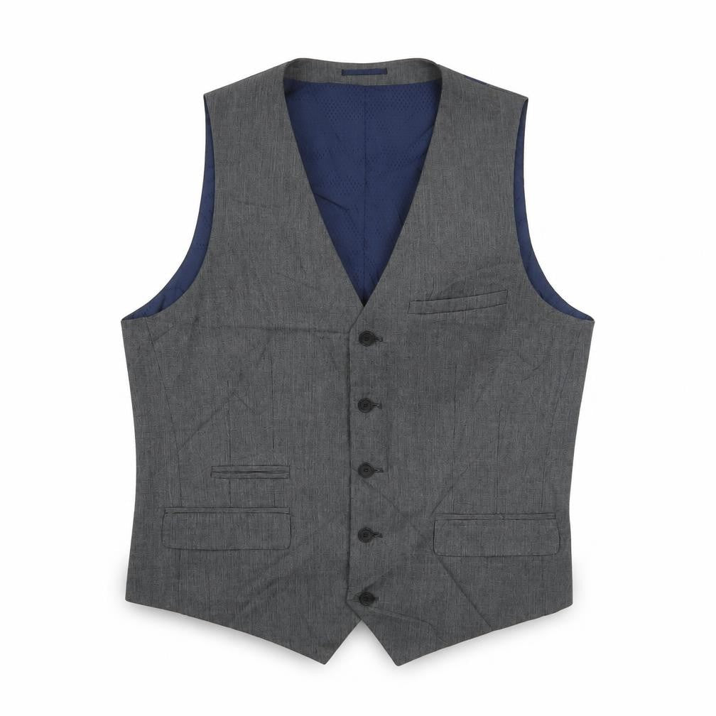 Fellini Mens Grey Polyester Jacket Suit Waistcoat Size 44 Regular