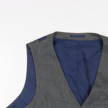 Fellini Mens Grey Polyester Jacket Suit Waistcoat Size 44 Regular