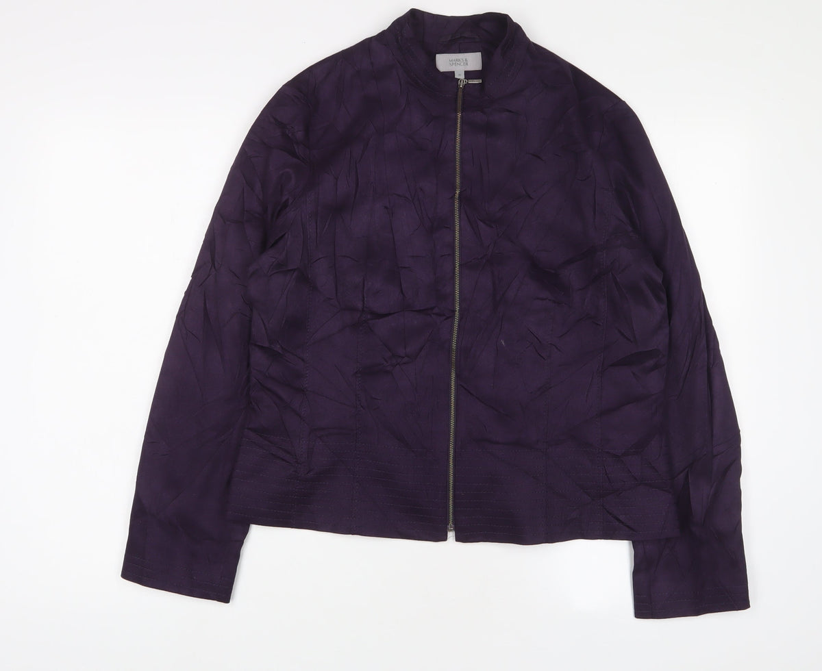 Marks & Spencer Womens Purple Jacket Size 18 Zip