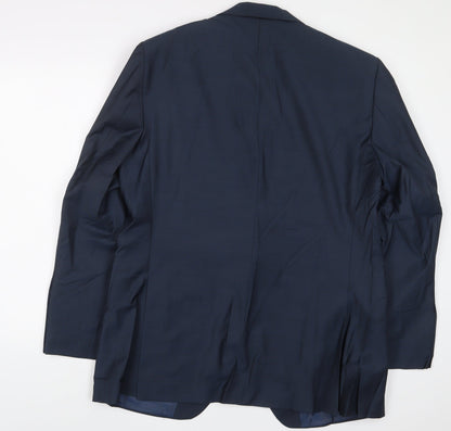 Back view of Autograph men’s blue wool jacket suit jacket, size 44, regular
