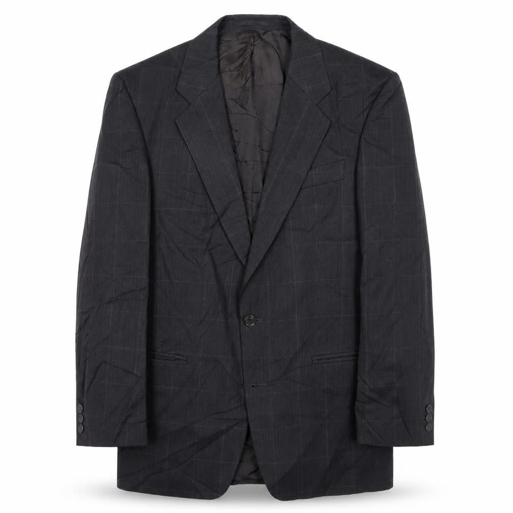 Marks & Spencer Mens Grey Plaid Polyester Jacket Suit Jacket Size 40 Regular