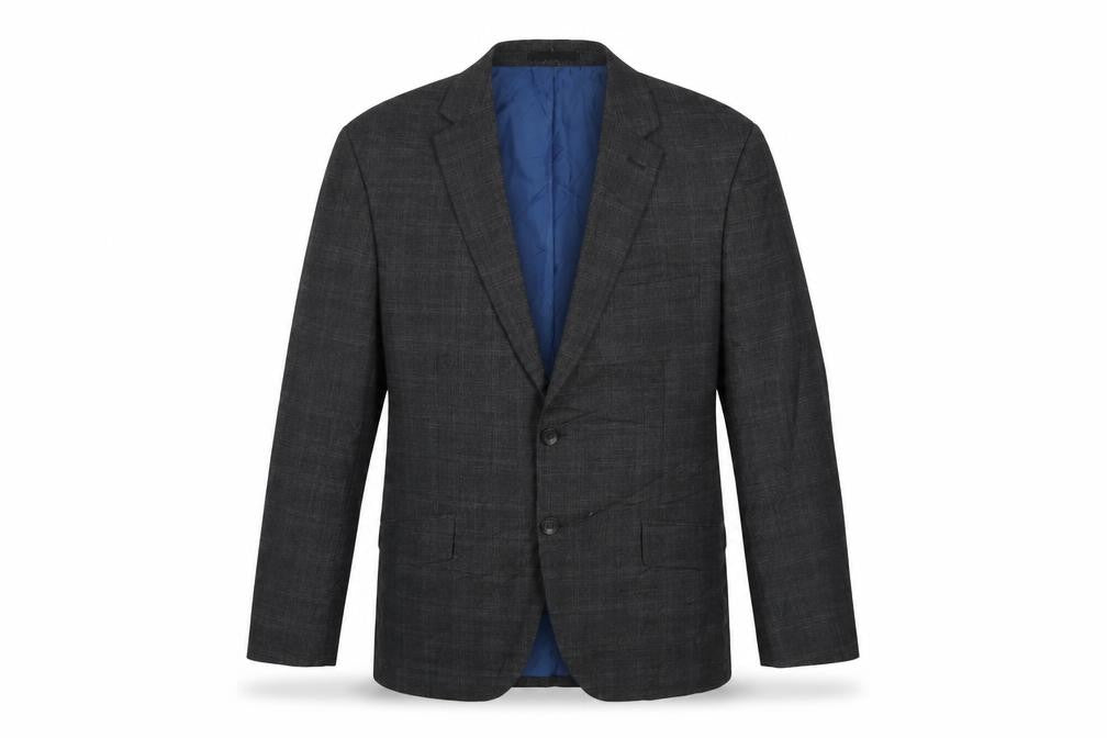 Marks & Spencer Mens Grey Plaid Polyester Jacket Suit Jacket Size 40 Regular