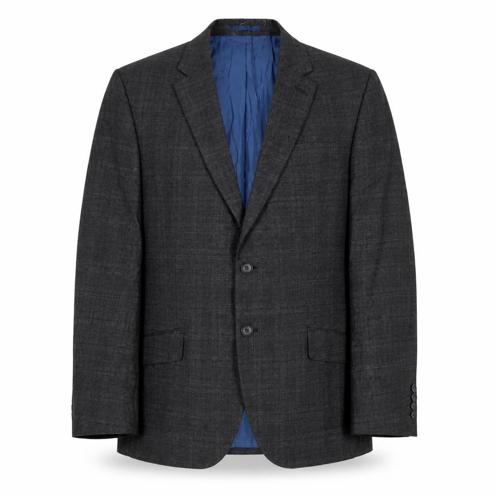 Marks & Spencer Mens Grey Plaid Polyester Jacket Suit Jacket Size 40 Regular