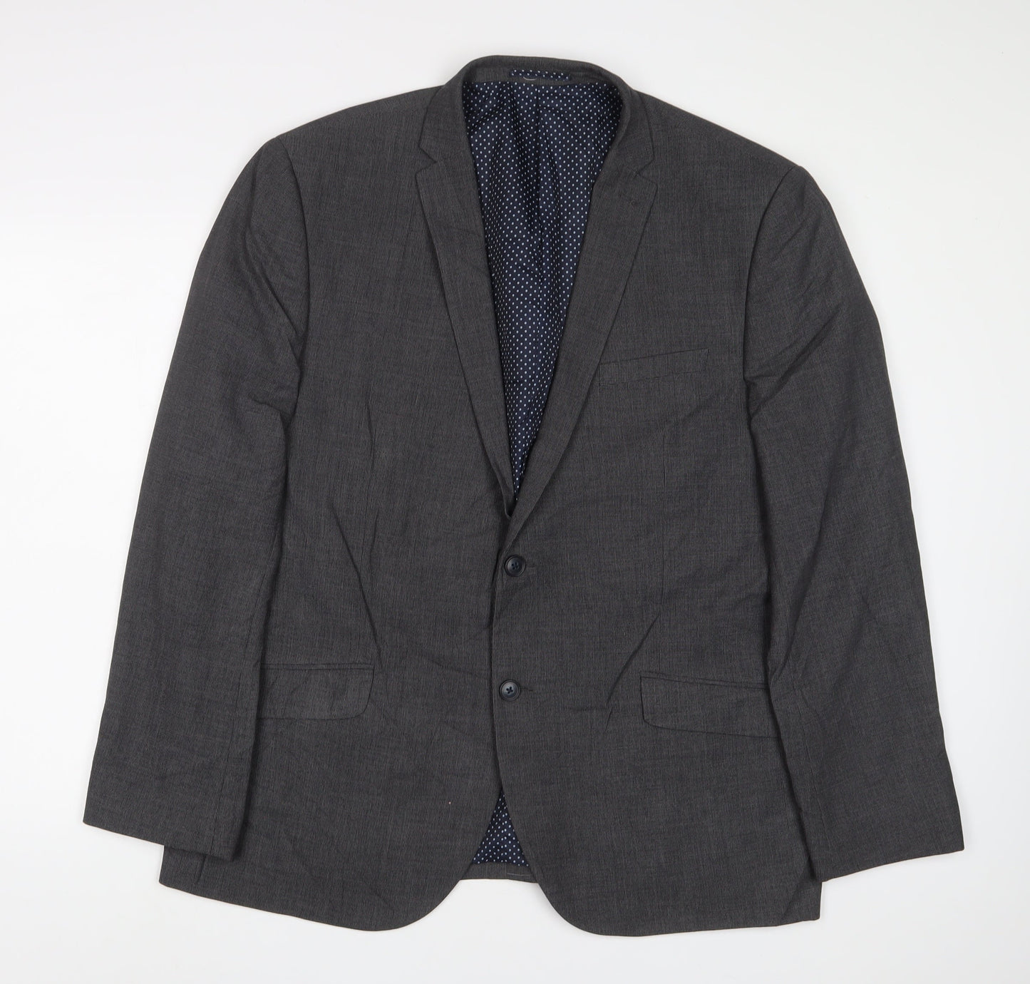 NEXT Mens Grey Polyester Jacket Suit Jacket Size 46 Regular