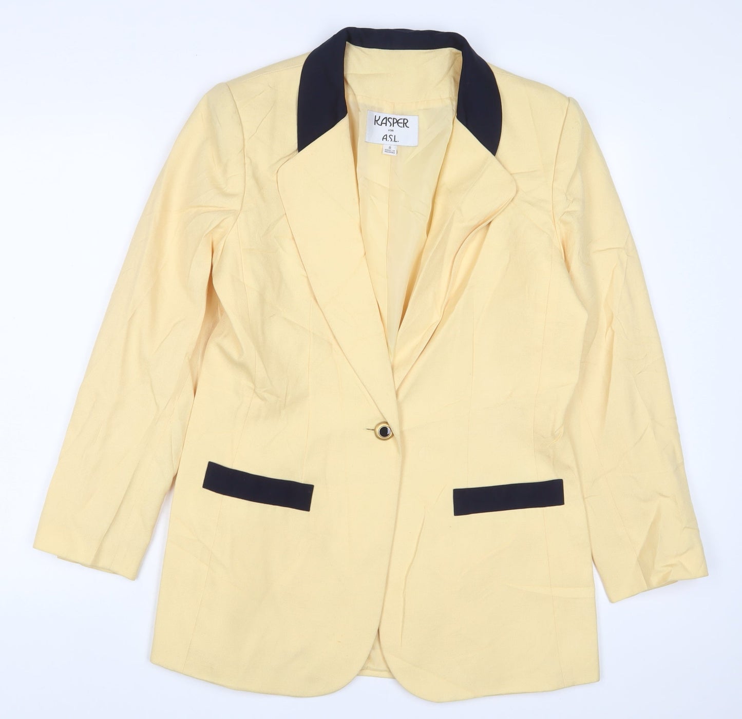 Kasper Womens Yellow Jacket Blazer Size 8 Button