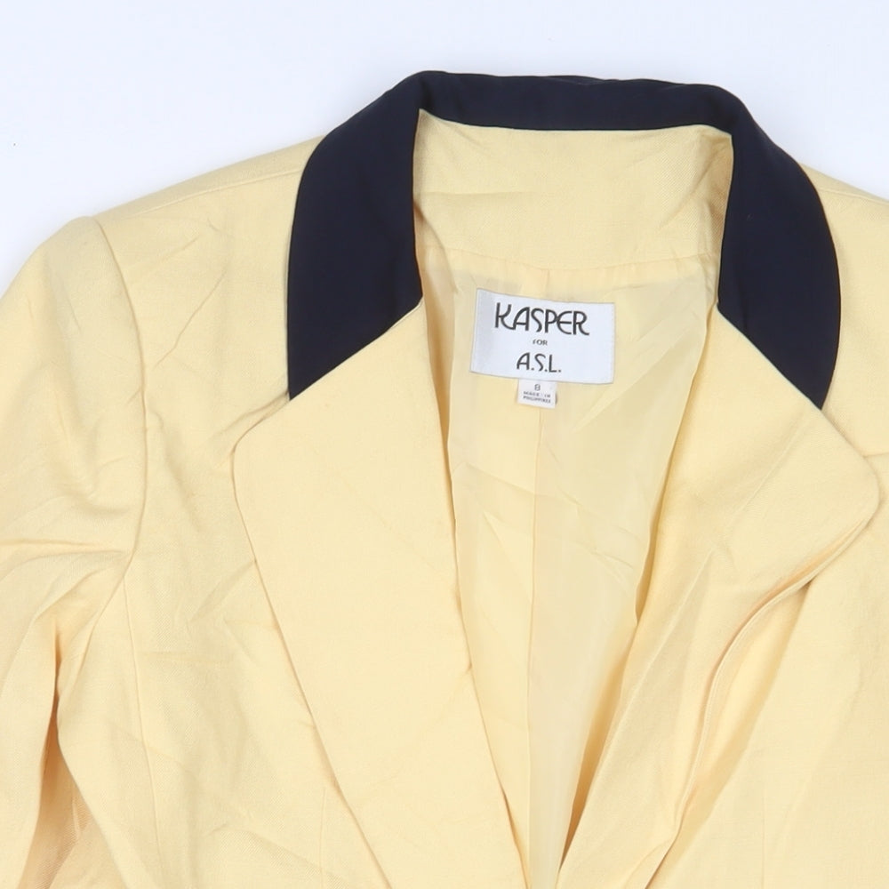 Kasper Womens Yellow Jacket Blazer Size 8 Button