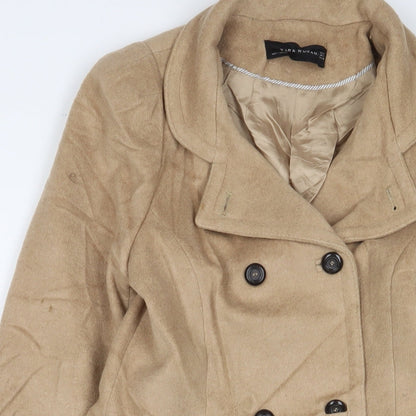 Zara Womens Brown Overcoat Coat Size M Button - Pockets