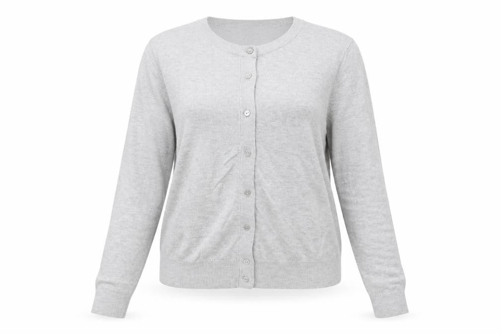 Marks & Spencer Womens Grey Round Neck Viscose Cardigan Jumper Size 14