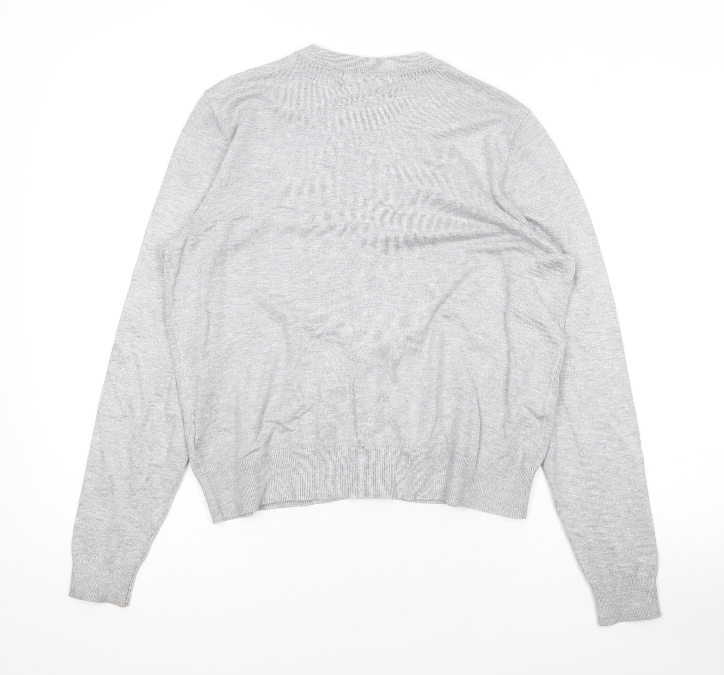 Marks and Spencer Womens Grey Round Neck Viscose Cardigan Jumper Size 14