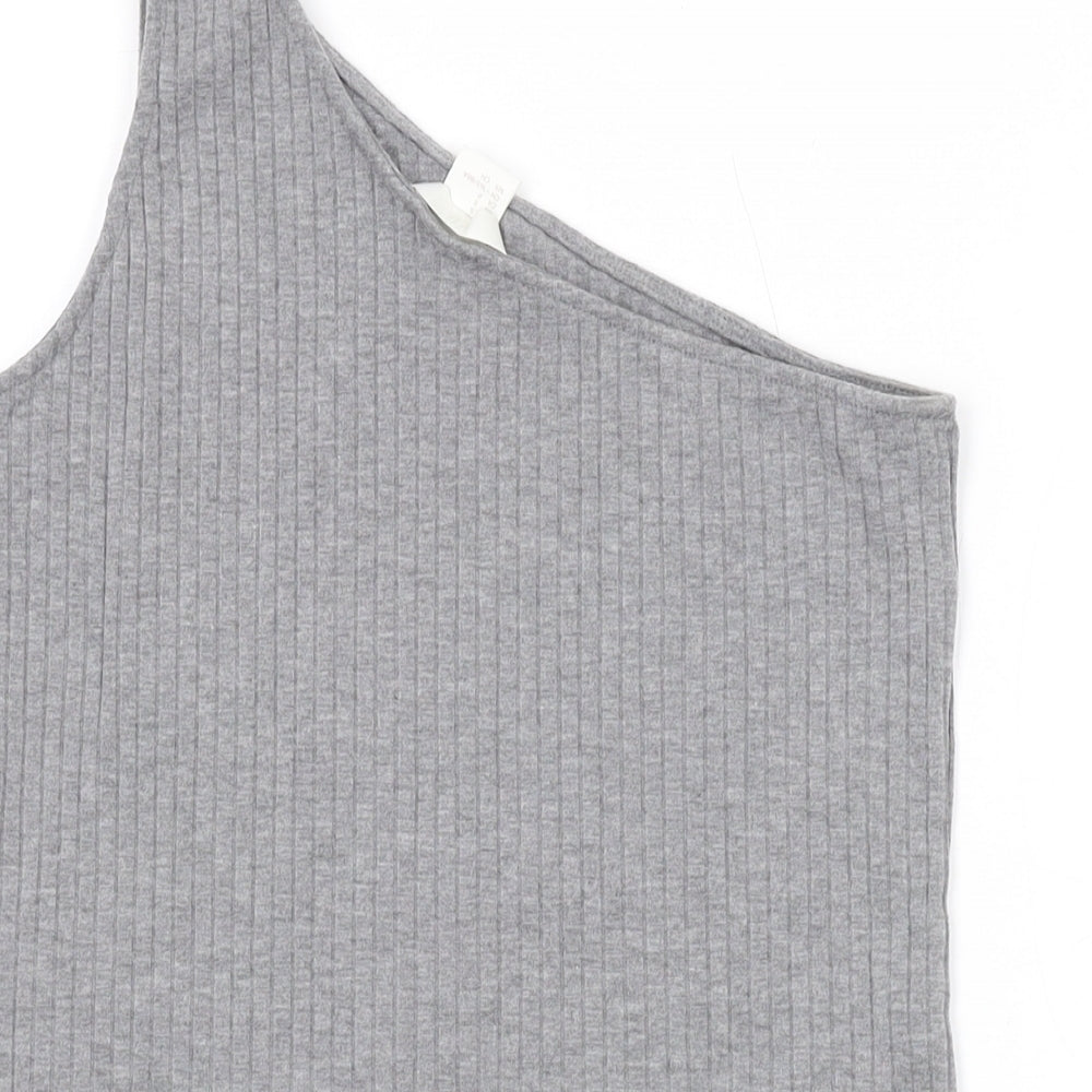 H&M Womens Grey Polyester Basic Tank Size S One Shoulder