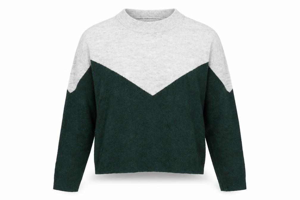 VERO MODA Womens Green Round Neck Geometric Acrylic Pullover Jumper Size XS
