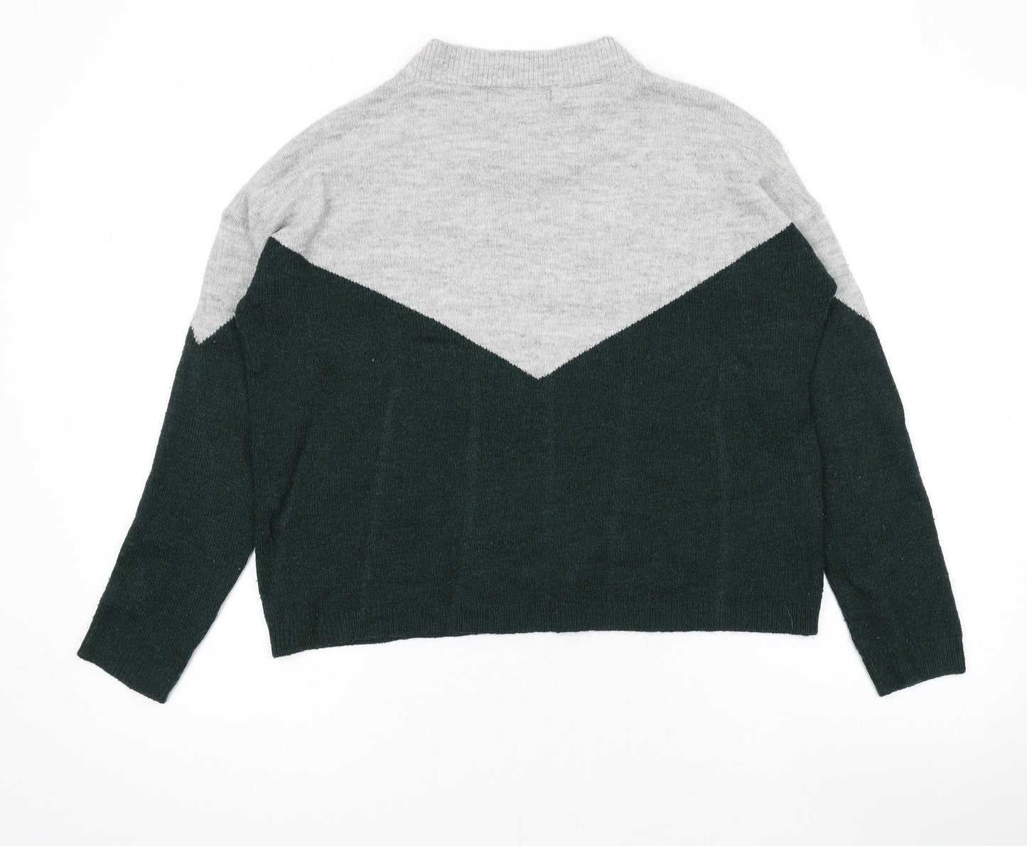 VERO MODA Womens Green Round Neck Geometric Acrylic Pullover Jumper Size XS