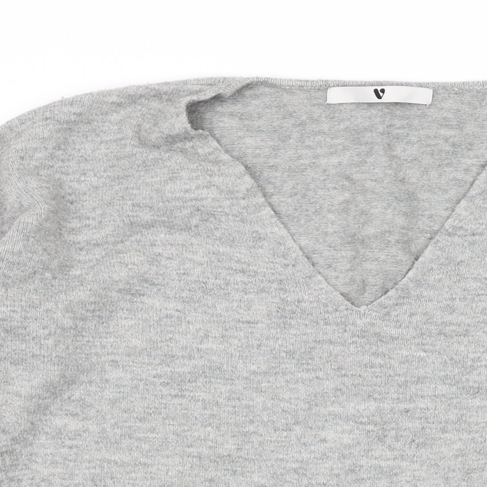 Very Womens Grey V-Neck Acrylic Pullover Jumper Size 10