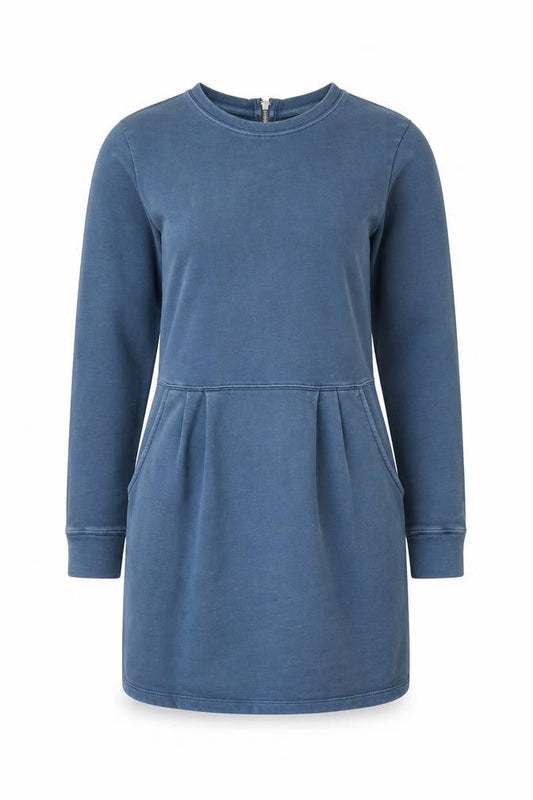 Gap Womens Blue Cotton Pencil Dress Size M Round Neck Zip