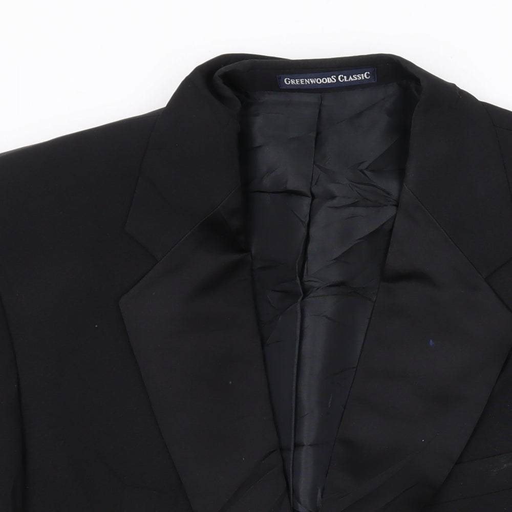 Greenwoods Classic Mens Black Polyester Jacket Suit Jacket Size 42 Regular