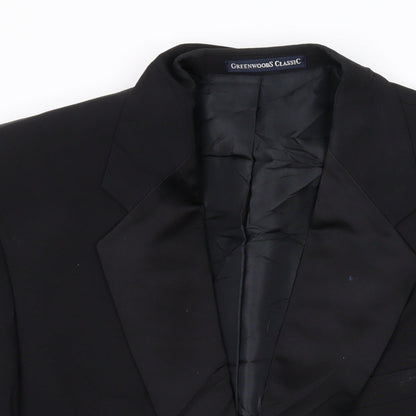 Greenwoods Classic Mens Black Polyester Jacket Suit Jacket Size 42 Regular