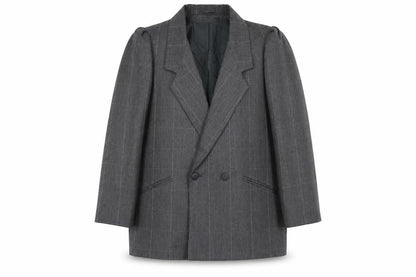 Front view of C&A women’s grey check polyester jacket blazer, size UK 18