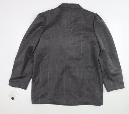 Back view of C&A women’s grey check polyester jacket blazer, size UK 18