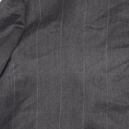 Brand and care label for C&A women’s grey check polyester jacket blazer, size UK 18