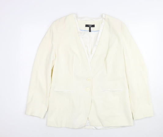 Joanna Hope Womens White Polyester Jacket Blazer Size 16