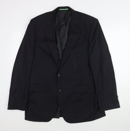 Next Mens Black Striped Wool Jacket Blazer Size 40 Regular