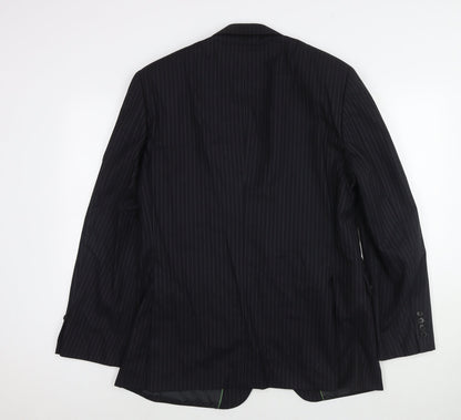 Next Mens Black Striped Wool Jacket Blazer Size 40 Regular