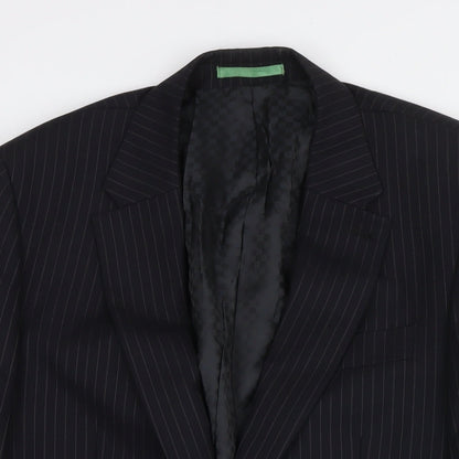 Next Mens Black Striped Wool Jacket Blazer Size 40 Regular